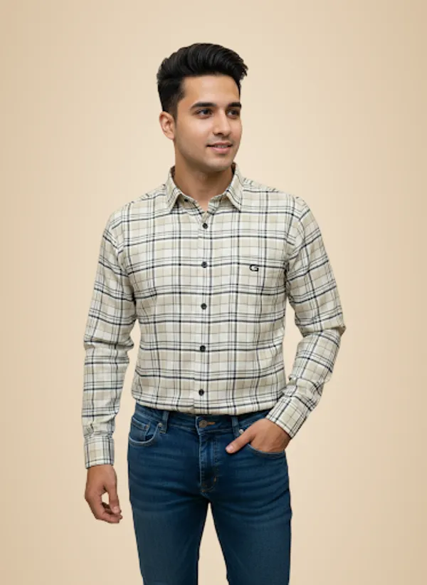 Cream_Cotton_Blend_Shirt_For_Men