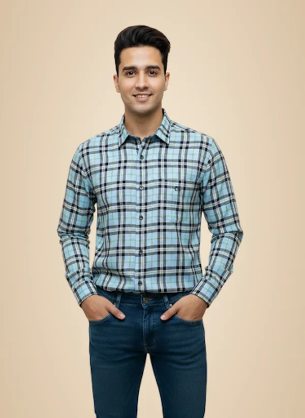 Blue_Cotton_Blend_Shirt_For_Men
