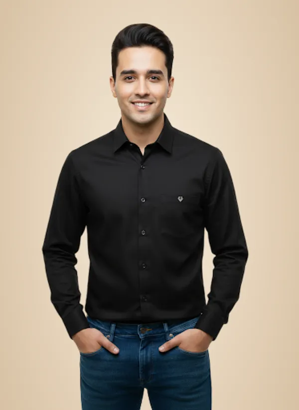 Black_Cotton_Blend_Shirt_For_Men