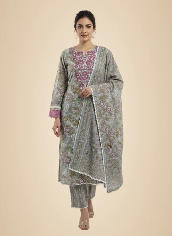 Grey_Cotton_Kurti_Pant_Set_For_Women