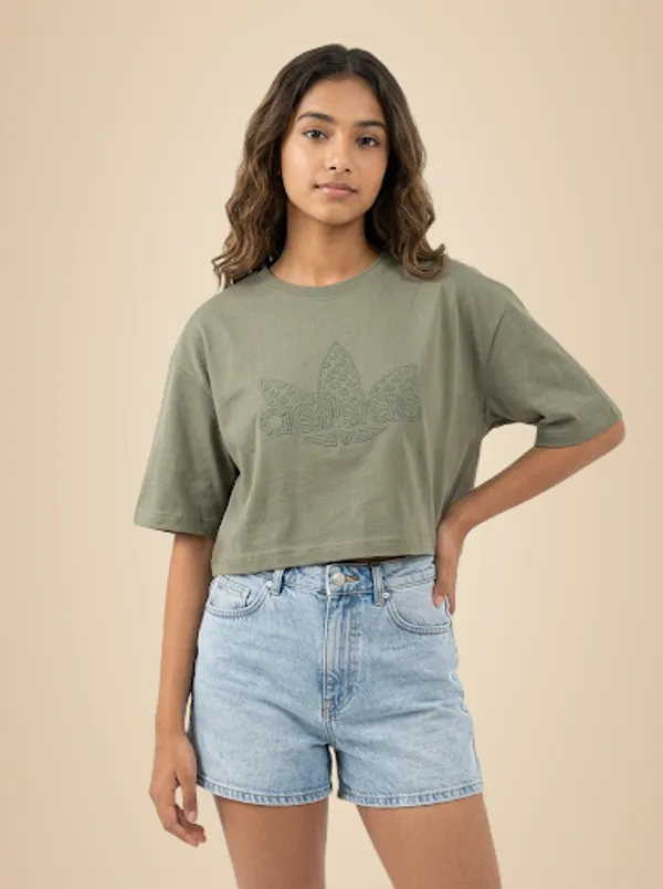 Olive_Green_Cotton_T-Shirt_For_Women