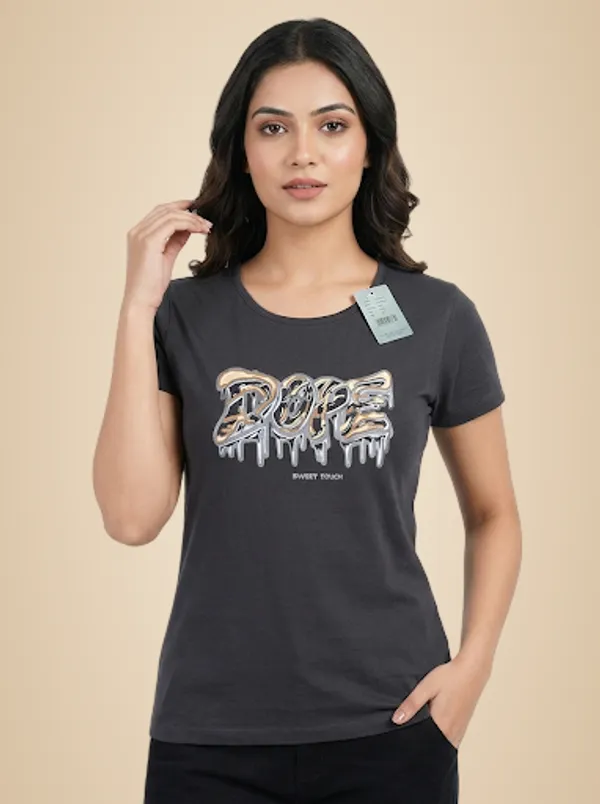 Dark_Grey_Cotton_T-Shirt_For_Women