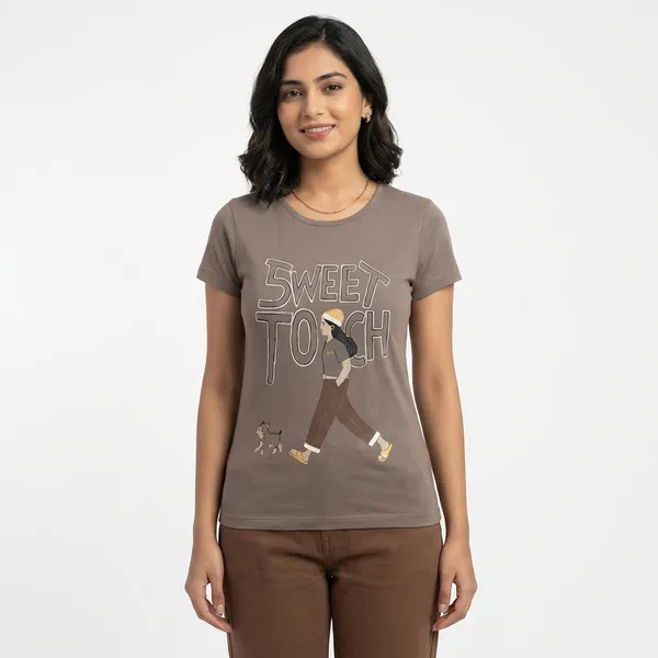 Brownish_Grey_Cotton_T-Shirt_For_Women