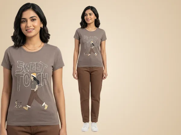 Brownish_Grey_Cotton_T-Shirt_For_Women