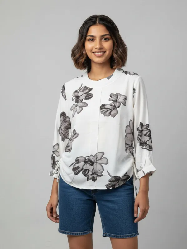 White_100%_Premium_Cotton_Blend_Top_For_Women