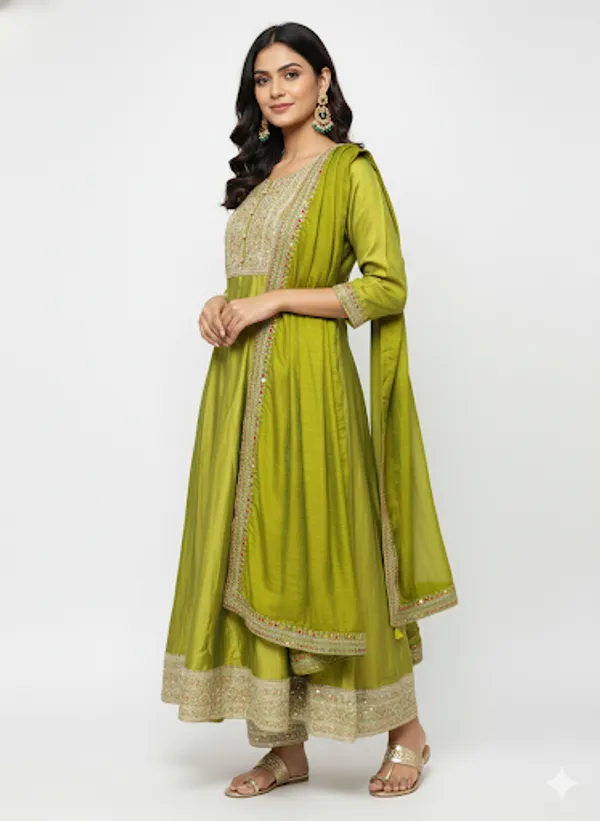 Green_Silk_Anarkali_Set_For_Women