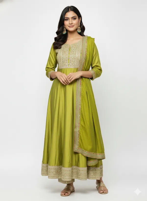 Green_Silk_Anarkali_Set_For_Women