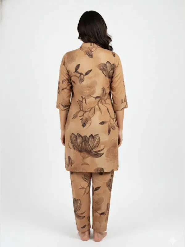Mud_Brown_100%_Premium_Cotton_Blend_Co-Ord_Set_For_Women