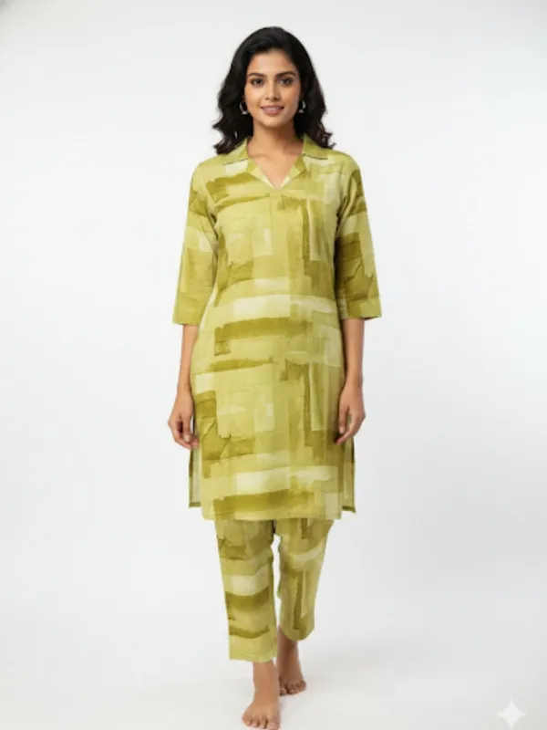 Green_100%_Premium_Cotton_Blend_Co-Ord_Set_For_Women
