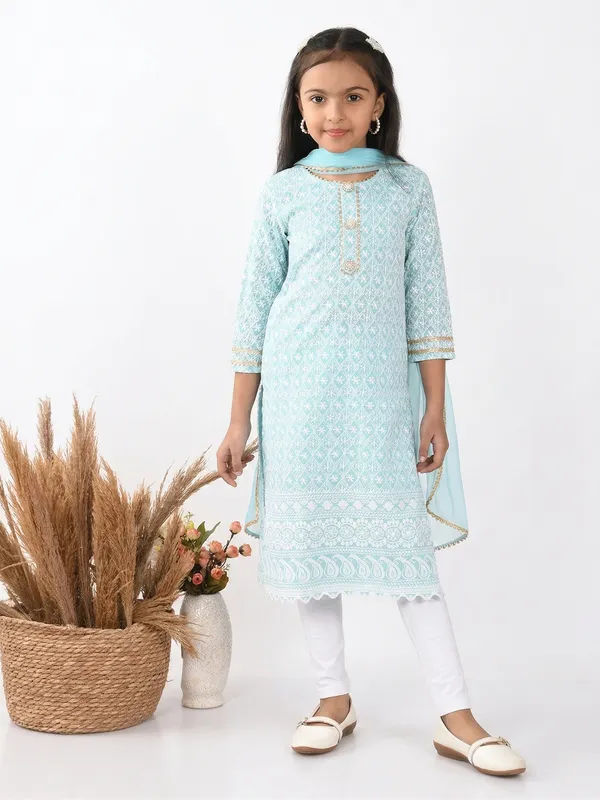 Blue_Girls_Casual_Kurta_Pyjama_And_Dupatta_Set