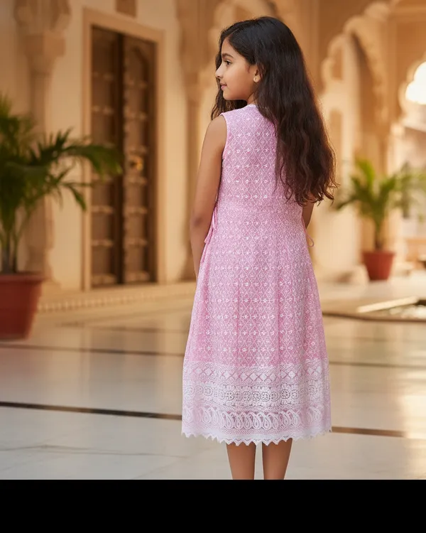 Girls_Pink_Chikankari_Cotton_Wrap_Dress
