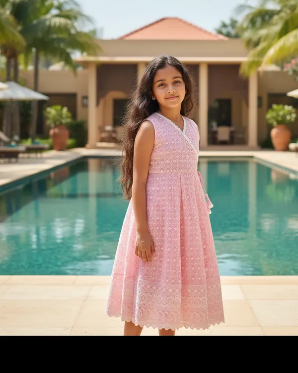 Girls_Pink_Chikankari_Cotton_Wrap_Dress