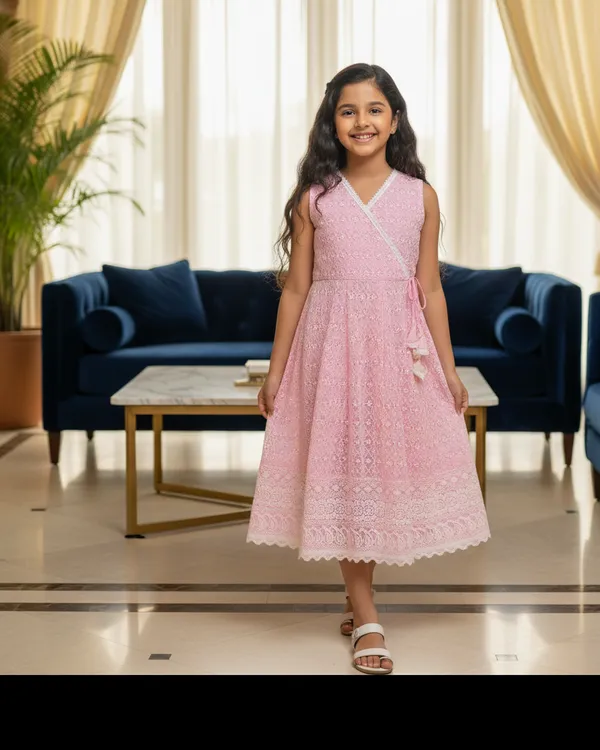 Girls_Pink_Chikankari_Cotton_Wrap_Dress