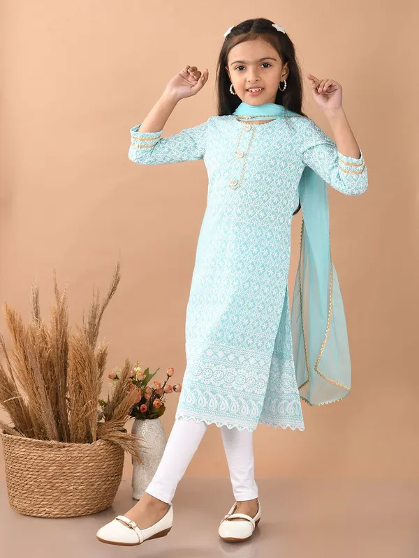 Blue_Girls_Casual_Kurta_Pyjama_And_Dupatta_Set