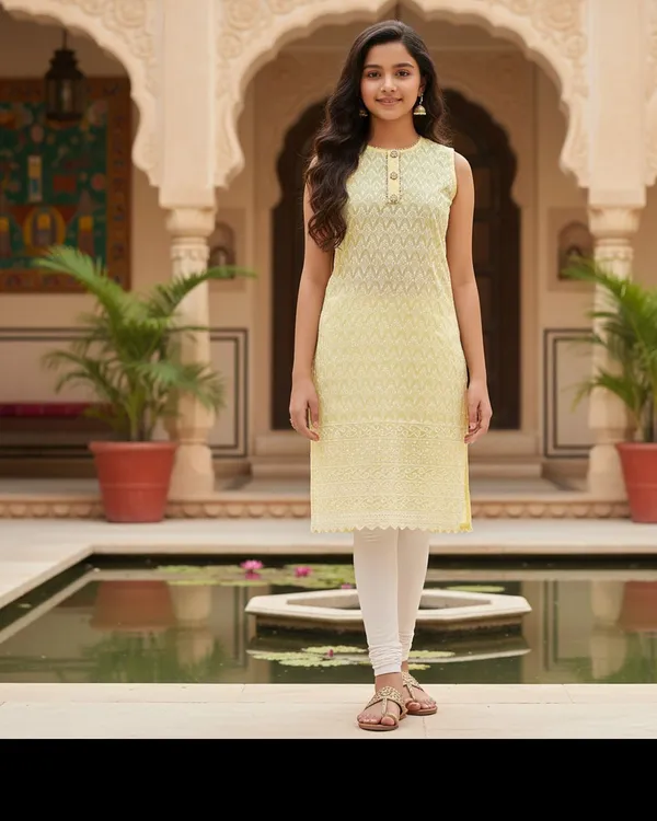 Light_Yellow_Girls_Festive_And_Party_Kurta_And_Leggings_Set