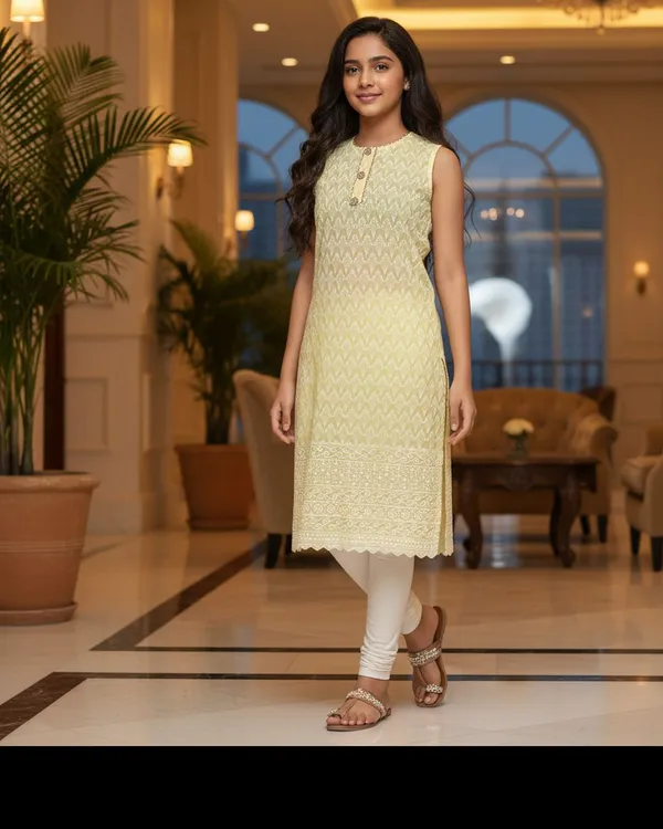 Light_Yellow_Girls_Festive_And_Party_Kurta_And_Leggings_Set