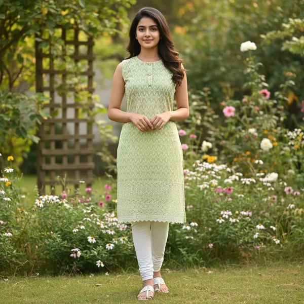 Light_Green_Girls_Casual_Kurta_And_Leggings_Set