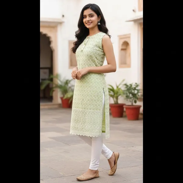 Light_Green_Girls_Casual_Kurta_And_Leggings_Set