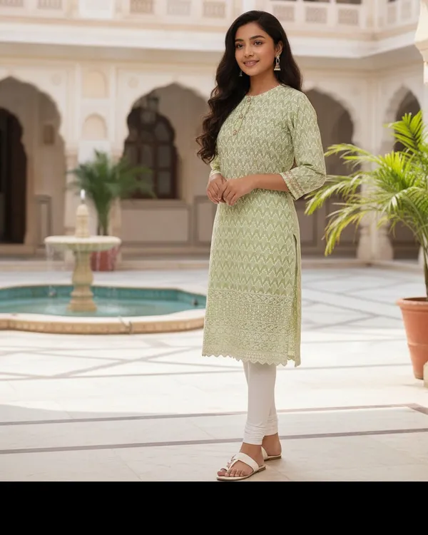 Light_Green_Girls_Casual_Kurta_And_Leggings_Set