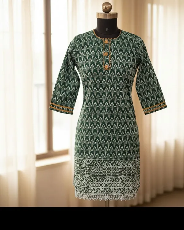 Dark_Green_Girls_Casual_Kurta_And_Leggings_Set