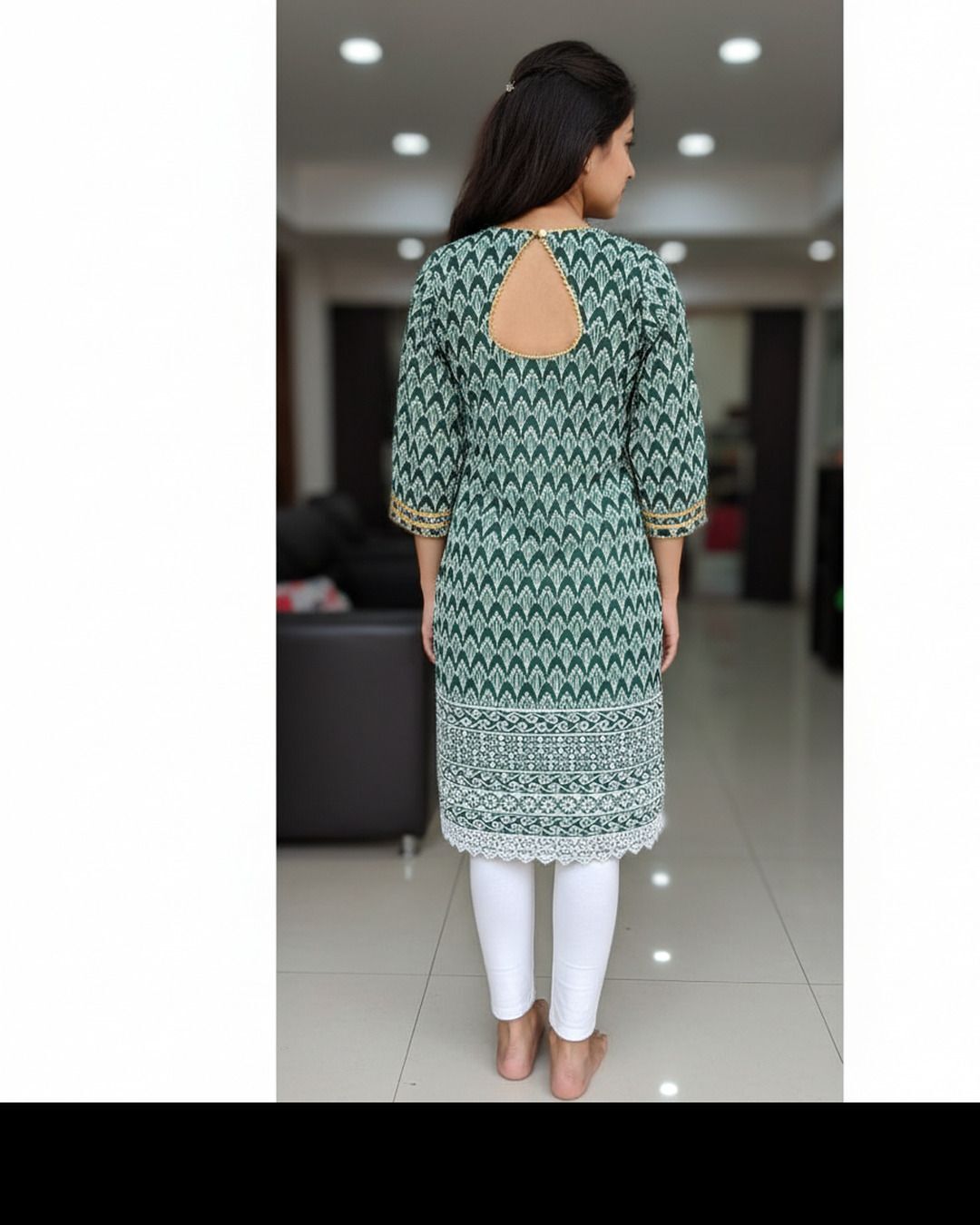 Dark_Green_Girls_Casual_Kurta_And_Leggings_Set
