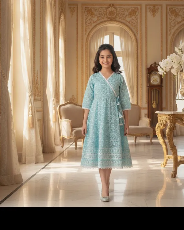 Lalti_Fashion_Girls_Chikankari_Cotton_Kurta_Set_in_Sky_Blue