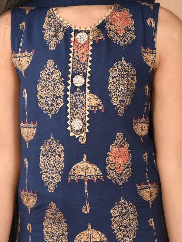 Lalti_Fashion_Girls_Navy_Blue_Gold_Foil_Printed_Kurta_Sharara_with_Dupatta