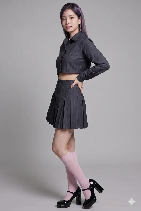 Black_Full_Sleeve_Crop_Shirt_And_Pleated_Skirt_For_Women