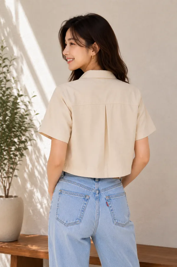 Women's_Beige_Crop_Shirt_-_Western_Casual_Top