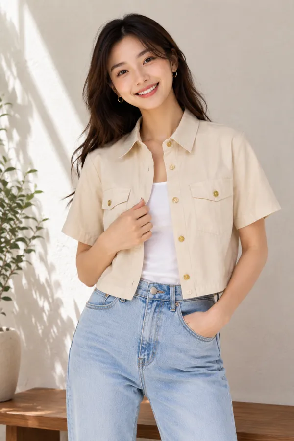 Women's_Beige_Crop_Shirt_-_Western_Casual_Top