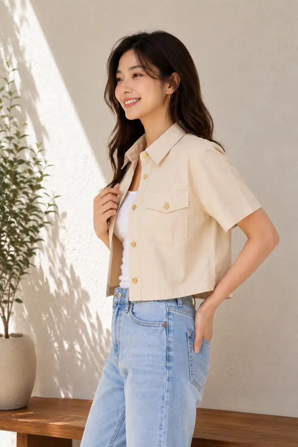 Women's_Beige_Crop_Shirt_-_Western_Casual_Top