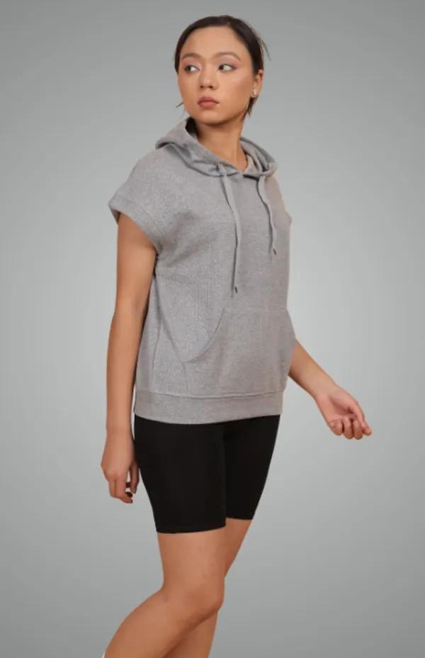 Young_Now_Women's_Grey_Short_Sleeve_Hoodie