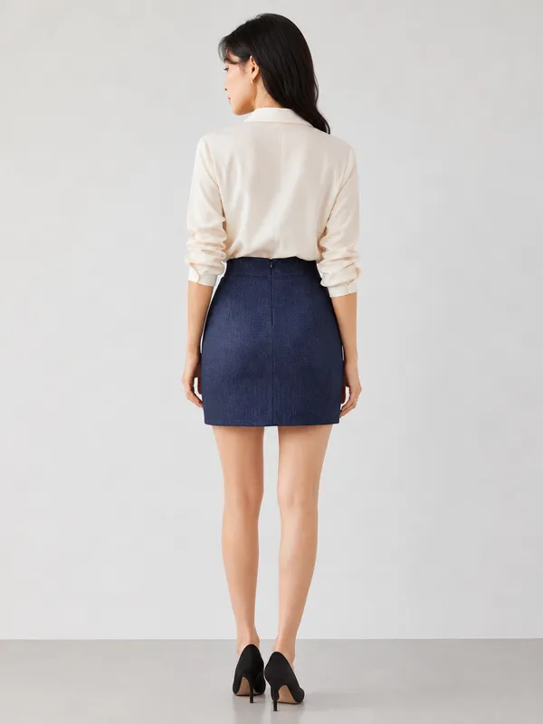 Blue_Poly_Viscose_Pencil_Skirt_For_Women