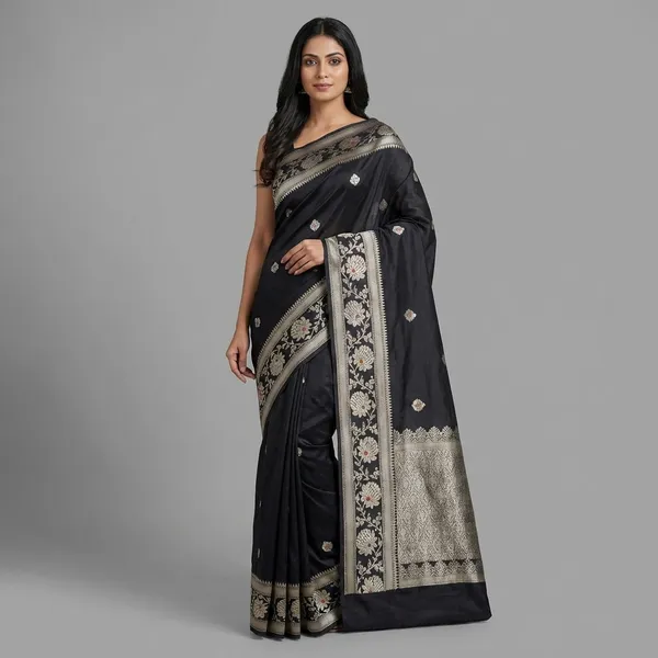 Black_Viscose_Mango_Silk_Saree_For_Woman