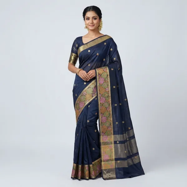 Navy_Blue_Mashru_Silk_Saree_For_Woman