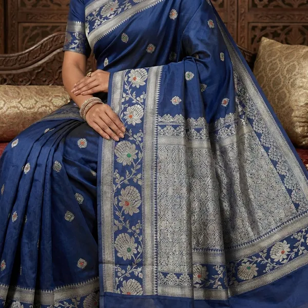 Blue_Viscose_Mango_Silk_Saree_For_Woman