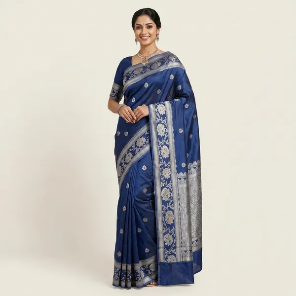 Blue_Viscose_Mango_Silk_Saree_For_Woman