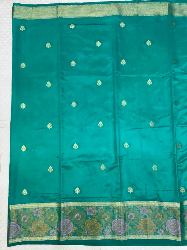 Teal_Mashru_Silk_Saree_For_Woman