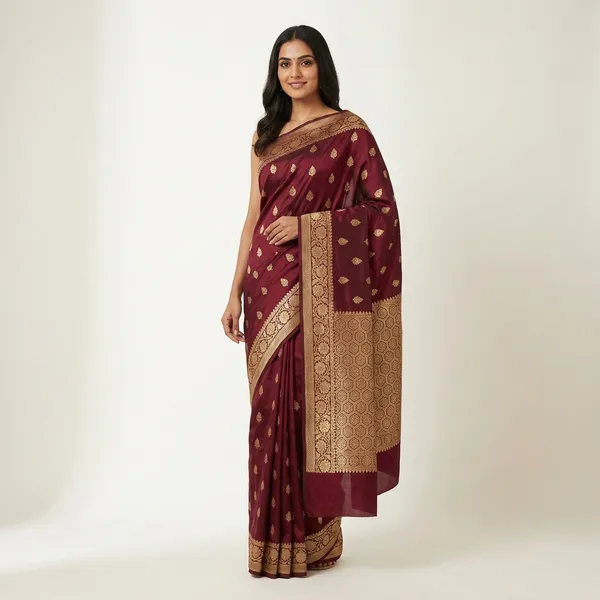 Wine_Silk_Saree_For_Woman