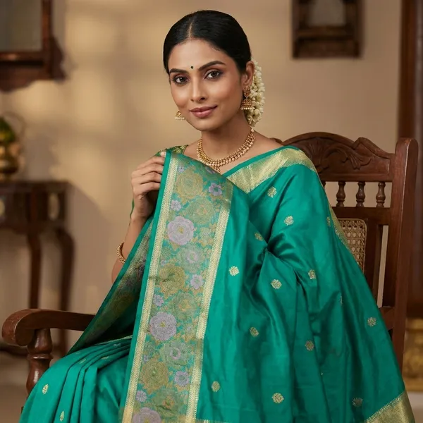 Teal_Mashru_Silk_Saree_For_Woman