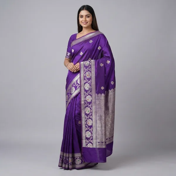 Purple_Viscose_Mango_Silk_Saree_For_Woman