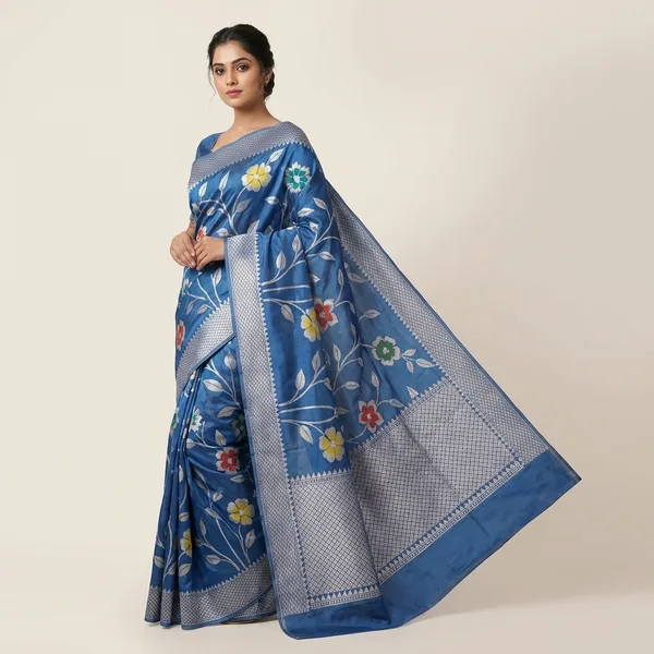 Blue_Viscose_Mango_Silk_Saree_For_Woman