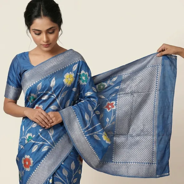 Blue_Viscose_Mango_Silk_Saree_For_Woman