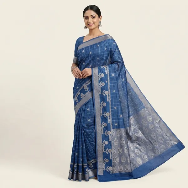Blue_Raw_Mango_Silk_Saree_For_Woman