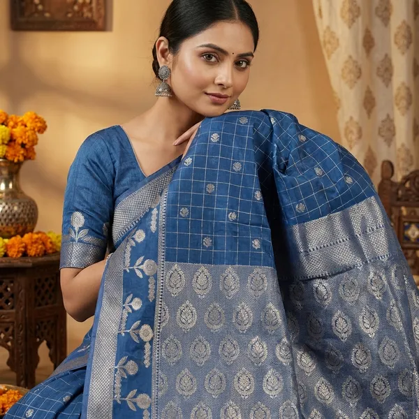 Blue_Raw_Mango_Silk_Saree_For_Woman