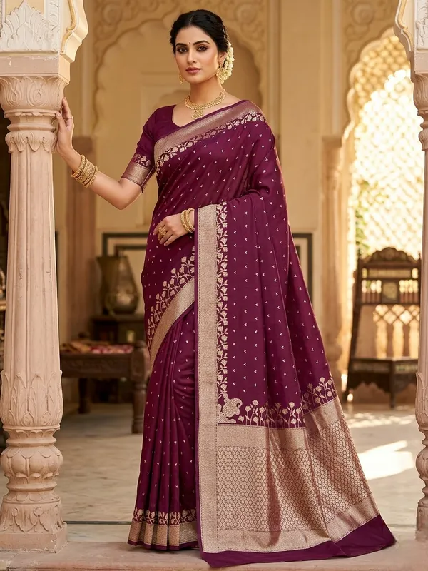 Wine_Silk_Saree_For_Woman