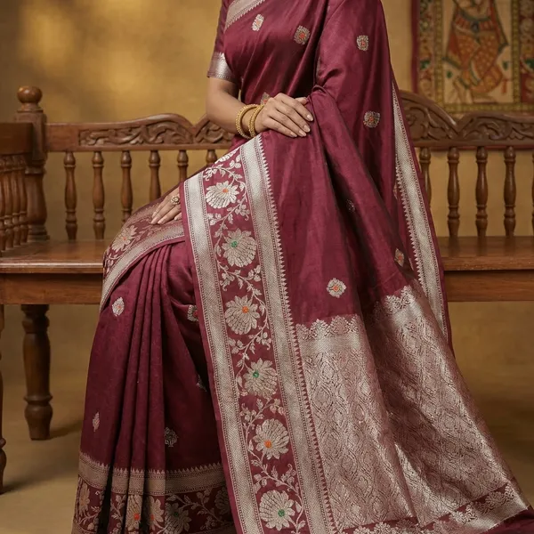 Maroon_Viscose_Mango_Silk_Saree_For_Woman