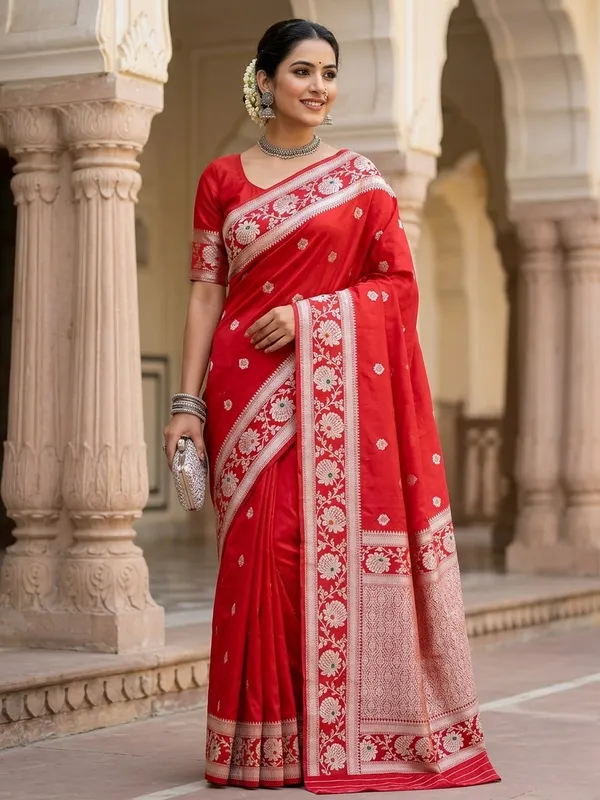 Red_Viscose_Mango_Silk_Saree_For_Woman