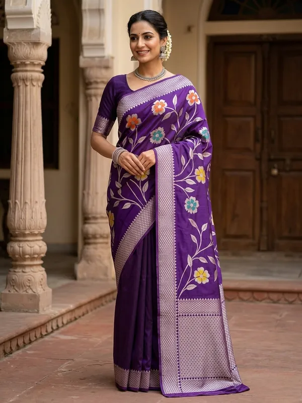 Purple_Viscose_Mango_Silk_Saree_For_Woman