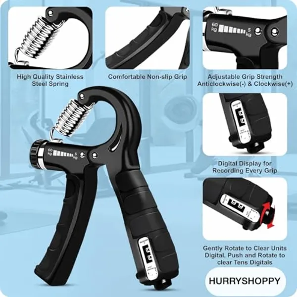 Black_Adjustable_Hand_Grip_Strengthener_With_Counter_10_To_50_Kg_Resistance